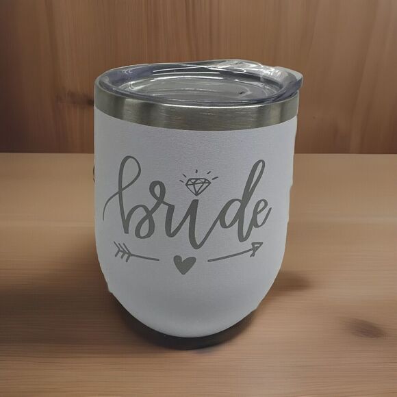 BRIDE Engraved Tumbler Gift Wine Cup Bachelorette Wedding Stocking Stuffer - Picture 1 of 9